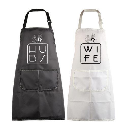 MBMSO Husband Wife Apron Set Hubs Wife Apron Wedding Gift for Couples His and Hers Cooking Aprons Hubby Wifey Engagement Gift (HUBS+WIFE Apron-sets)