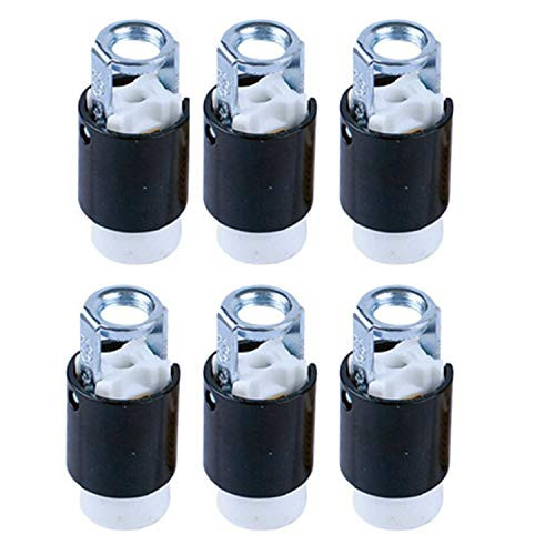 E12 Candelabra Screw base Ceramic Socket,TWDRTDD E12 Base Lamp Holder Light Socket with Short Threaded Mounting Bracket (Pack of 6)