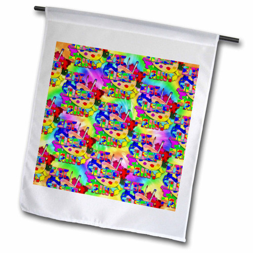 3dRose Tie dye Eat Sleep Paint pattern with art palette and art brushes. - Flags (fl_353419_1)
