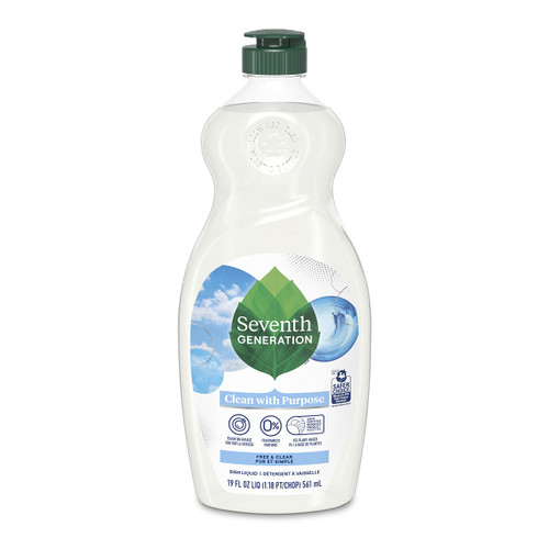 Seventh Generation Liquid Dish Soap, Free & Clear, Gentle on Sensitive Skin, 19 Fl Oz