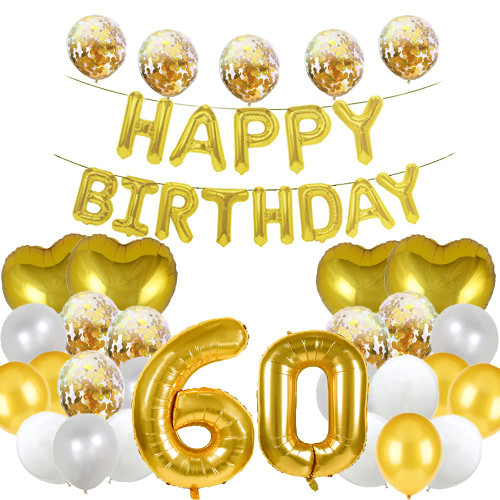 WXLWXZ Sweet 60th Birthday Balloon 60th Birthday Decorations Happy 60th Birthday Party Supplies Gold Number 60 Foil Mylar Balloons Latex Balloon Gifts for Girls,Boys,Women,Men
