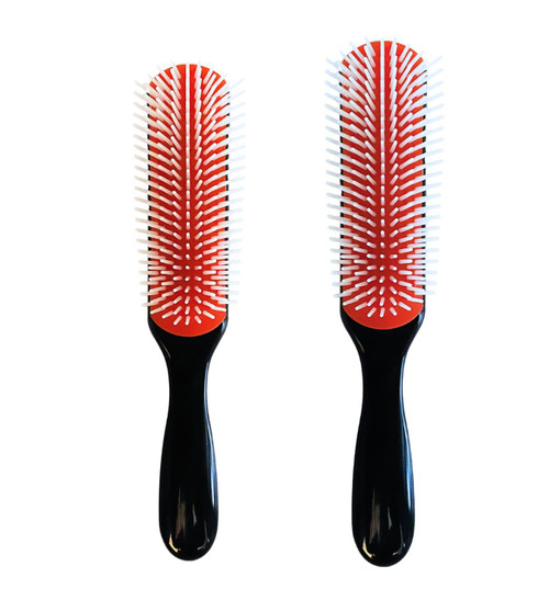 MDSTYLE Hair Brush for Women Men Curly Wet or Dry Hair Classic Detangling Brushes 9 Row for Natural Thick Hair, Blow Styling Separating, Shaping, Defining Curls, Travel (Black Small 1pc & Regular 1pc)