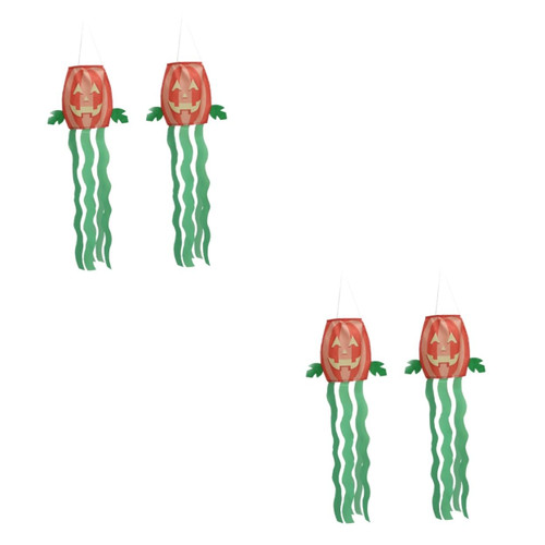 Yardwe 4 Pcs Pumpkin Windshield Banner Halloween Theme Halloween Pumpkin Decorations Garden Windsock Polyester Windsock Outdoor Hanging Decor Outdoor Flag Scary Ghost Windsocks Wind Sock