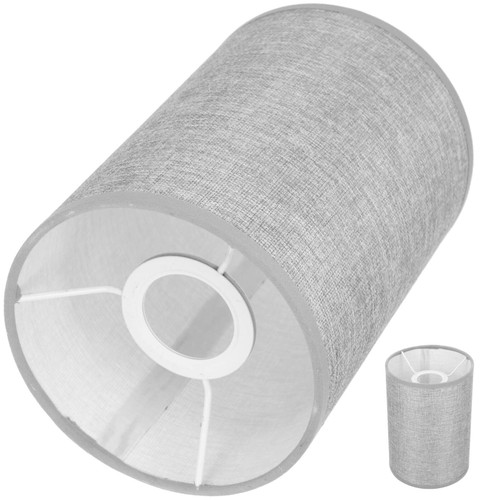 Small Drum Cylinder Lamp Shade Linen Lamp Shade Drum Cloth Burlap Drum Lamp Shade Lampshade Fabric Lamp Shades Clip on Bulb Lampshade Light Bulb Cage Guard (Grey)