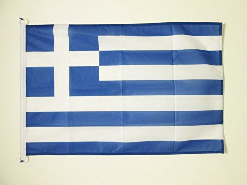 AZ FLAG Greece Flag 2' x 3' for Outdoor - Greek Flags 90 x 60 cm - Banner 2x3 ft Knitted Polyester with Rings