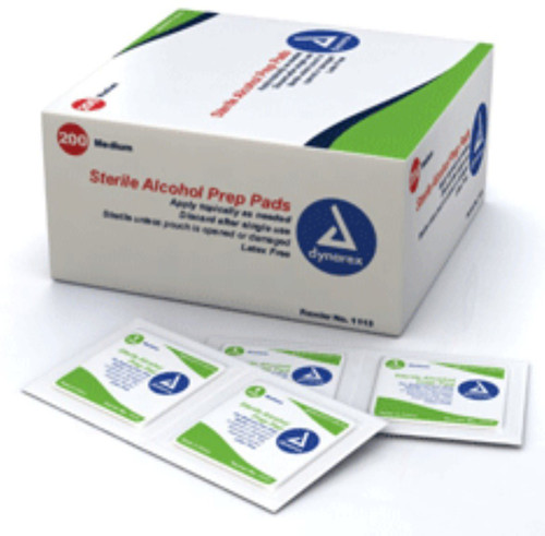 Dynarex Alcohol Prep Pads (Swabs) Sterile, Medium 200 ea (Pack of 5)