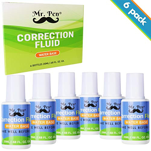 Mr Pen- Correction Fluid, Pack of 6, Correction liquid White, Liquid Eraser, White Correction Fluid Foam, White Fluid, White Out, Wipe Out Liquid, Wide Out Fluid, White Correction Tape Pen Fluid