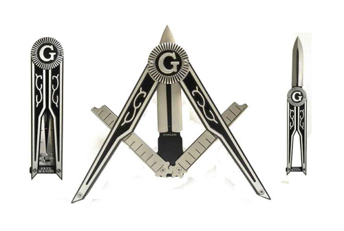 SplendidGifts Mason Pocket Folding Square & Compasses Folding Knife