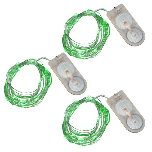 LumaBase 60503 3 Count Battery Operated Submersible Mini String Lights (60 Lights), Green
