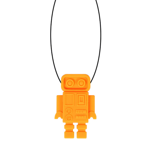 Fun and Function Orange Robot Chewy - Sensory Chew Necklace for Kids - Silicone Sensory Oral Motor Aid for Children with Special Needs - Textured Chewing Necklace to Help Reduce Anxiety - for Ages 3+