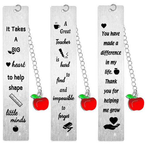 3PC Teacher Bookmark Gifts Teacher Appreciation Gift Teacher Book Mark Present from Students Thank You Gift for Teacher Book Lover Presents for Teacher Graduation Retirement Gift