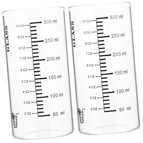 2pcs High Borosilicate Glass Measured Milk Mug Glass Coffee Graduated Drinking Cup Glass Measuring Jugs Coffee Milk Drink Container Clear Coffee Cup Oatmeal Cup Scale Child