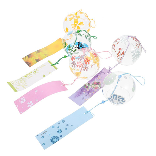 BESTOYARD 5pcs Glass Wind Chimes Wind Chimes for Outside Decorative Wind Chime Feng Shui Wind Chime Hanging Fengshui Ornament Wedding Hanging Bell Japanese Wind Chimes Crafts Commemorate