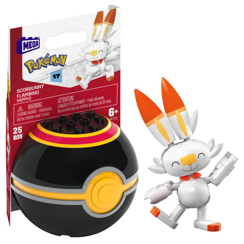 Mega Construx Pokemon Series 17 Scorbunny Figure Building Set with Luxury Poke Ball