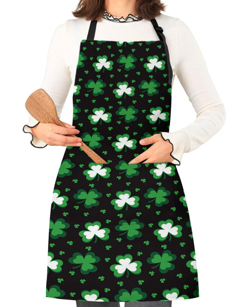 Kitchen Cooking Apron Irish Festival Celtic Knots Shamrock Waterproof Adjustable Bib Aprons for Women/Men with Pockets