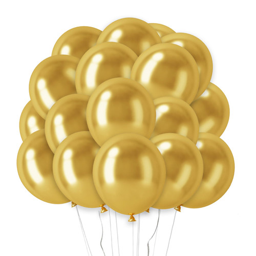 RUBFAC Gold Balloons, 50pcs 12 Inch Metallic Gold Balloons and Ribbon, Thick Latex Chrome Balloons for Birthday Wedding Baby Shower Graduation Anniversary Party Decorations