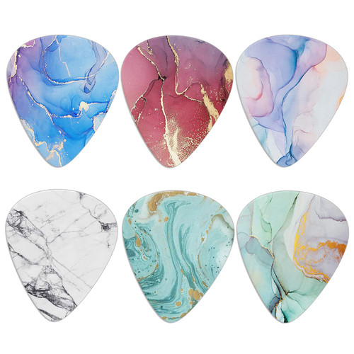 Biyejit 6 Pieces Guitar Picks, Marbles Print Premium Guitar Picks for Electric Guitar, Acoustic Guitar, Mandolin and Bass