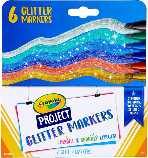 Crayola Glitter Markers Assorted Colors 6 Count (Pack of 4)