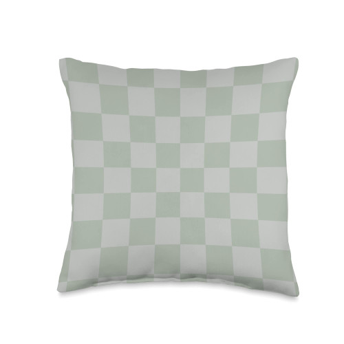 Light Sage Green Checkerboard Cool Designs Light Sage Green Classic Checkered Big Checkerboard Throw Pillow, 16x16, Multicolor