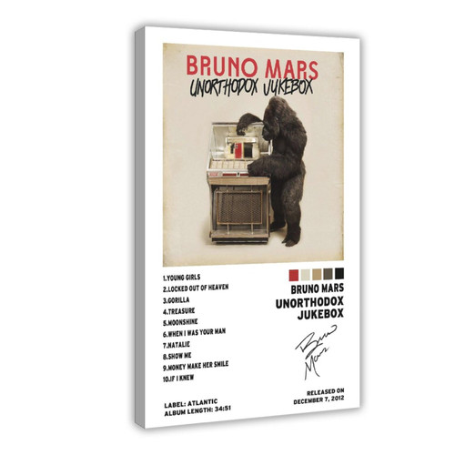Bruno Mars Limited Poster-Unorthodox Jukebox Album Poster Canvas Poster Bedroom Decor Sports Landscape Office Room Decor Gift Frame-style Frame-style08x12inch(20x30cm)