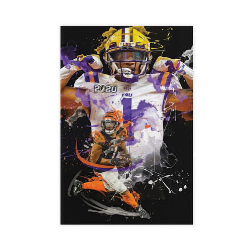 Ja'Marr Chase Poster Football Picture Canvas Poster Wall Art Decor Print Picture Paintings for Living Room Bedroom Decoration Unframe: 16x24inch(40x60cm)