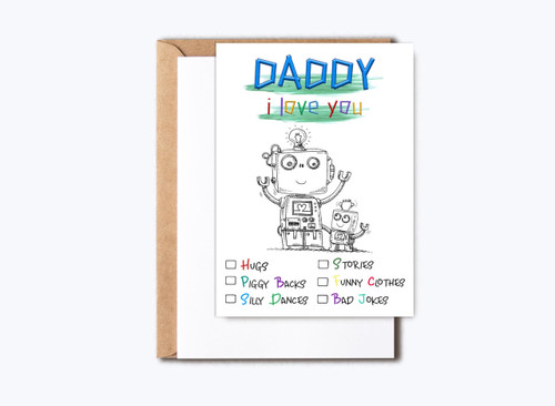 HKDesignGift Daddy Robot Card - Robot Birthday Card - Happy Birthday Card - Daddy's Day Card For Grandpa - Daddy Dance - I Love You Daddy Birthday Card - Card For Daddy