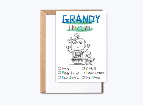 HKDesignGift Grandy Robot Card - Robot Birthday Card - Happy Birthday Card - Grandy's Day Card For Grandpa - Grandy Dance - I Love You Grandy Birthday Card - Card For Grandy