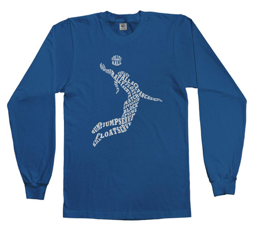 Threadrock Big Girls' Volleyball Player Typography Youth Long Sleeve T-Shirt - Large, Royal Blue