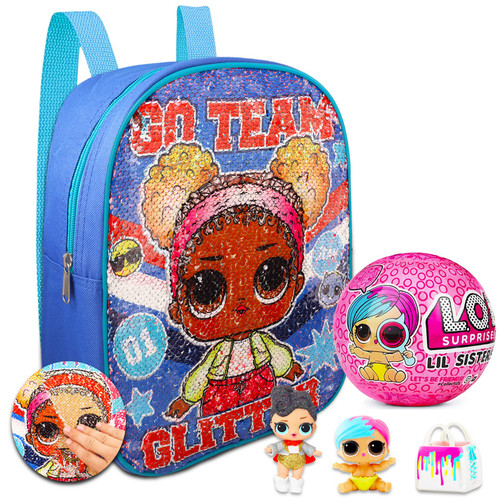 LOL Surprise Backpack and Mystery Toy Set - Bundle with 12" Reversible Sequin LOL Surprise Backpack and LOL Eye Spy Toy | LOL Doll Party Supplies