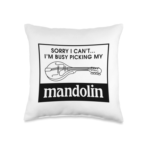 Mandolin Player Musician Music Notes Music Notes Musician Picking My Mandolin Throw Pillow, 16x16, Multicolor