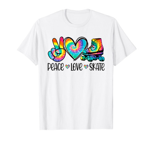 Peace Love Roller Skater Tie Dye Roller Peace Love Skate T-Shirt