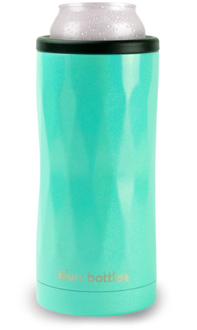 Burr Bottles Slim Can Coozie For 12 Oz Slim Skinny Cans Insulated Double-Walled Stainless Steel Insulated Can Cooler | Perfect For Slim Beer Cans, Energy Drinks, And Hard Seltzers (Glitter Teal)