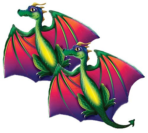 Set of 2 Mythical Dragon Jumbo 45" Foil Party Balloons Set of 2 Mythical Dragon Jumbo 45" Foil Party Balloons