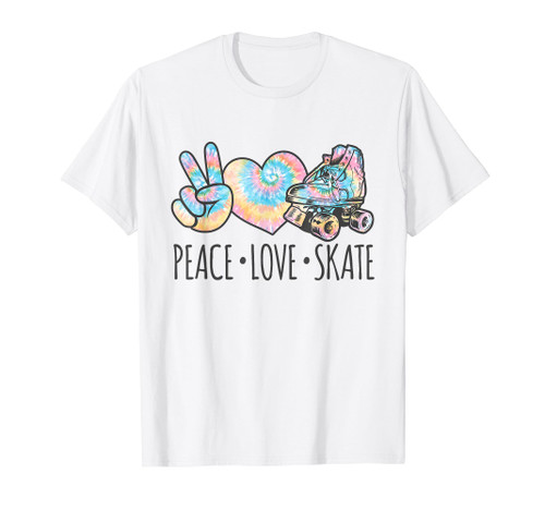 Tie Dye Roller Skating for Teen Girls | Peace Love Skate T-Shirt