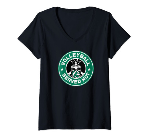 Womens Funny Volleyball Served Hot Perfect Teen Players V-Neck T-Shirt