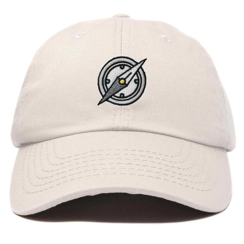 DALIX Compass Hat Embroidered Cotton Baseball Dad Cap Men in Beige
