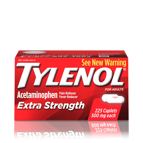Tylenol Extra Strength Caplets with 500 mg Acetaminophen, Pain Reliever & Fever Reducer, For Headache, Backache & Menstrual Pain Relief, 225 ct