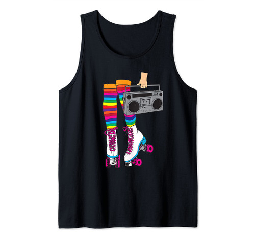 Retro Rollerskates Funny 80's Roller Disco Skating Girl Gift Tank Top