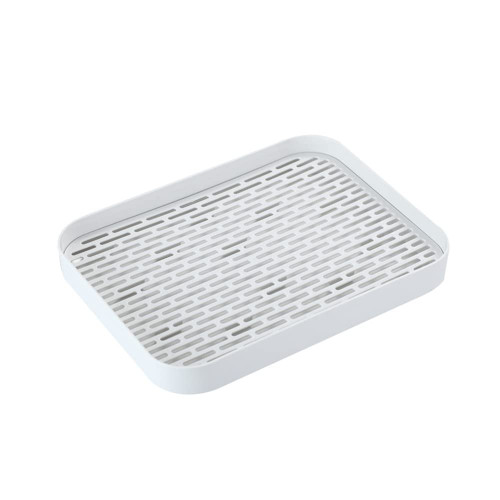 Dish Drain Tray, 2-Tier Drain Tray, Deepen Dish Drying Pad for Kitchen Counter, Water Drip Tray Holder for Cup, Fruit Tea Coffee Tray Tableware Drain Rack Kitchen Sink Detachable Storage Tray White B