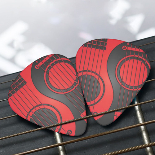 Red Guitar Picks for Electric Guitar Acoustic Guitar Cool Guitar Pick for Kids Beginner Thin Medium Heavy Gauges Guitar Picks 12-pack Bass Ukulele Mandolin Guitar Plectrums
