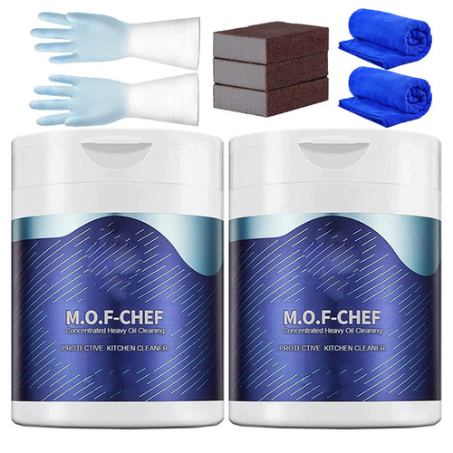 KCRPM MOF CHEF Cleaner Powder, 2024 New Multipurpose Cleaner & Stain Remover, M.O.F CHEF Kitchen Cleaner Powder, Stubborn Stain & Grease Remover For Hood?Pots?Grill?Sink (2SETS)