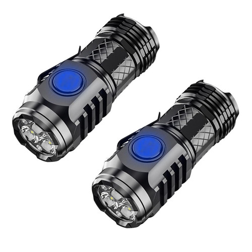 XHLIZHU Thumb Flashlight, Three-Eyed Monster Mini Flashlight, Three-Eyed Mini Flash Super Power Flashlight, Portable Rechargeable Flashlights High Lumens Flash Light (2Pcs Black)