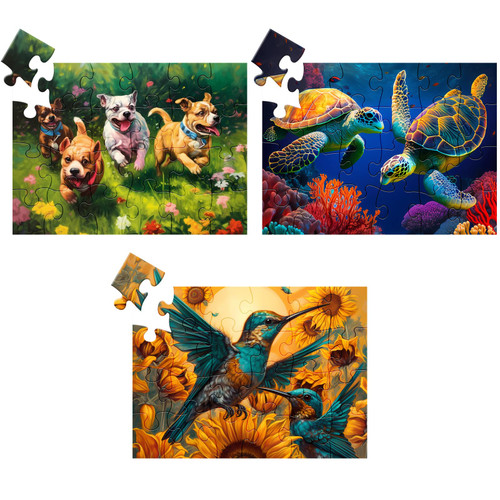 24 Large Piece Puzzle for Seniors Wooden Dementia Puzzles for Elderly Adults Easy Puzzle Hummingbird Turtle Dog Jigsaw Puzzle Dementia Alzheimer's Products and Activities for Elderly Seniors Gift