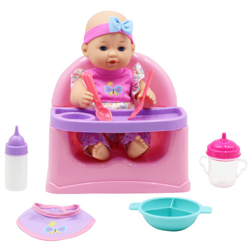 DREAM COLLECTION: Feeding Fun Doll Set w/ 12" Baby Doll - Gi-Go Dolls, Kids Playset, Ages 3+, Multicolor