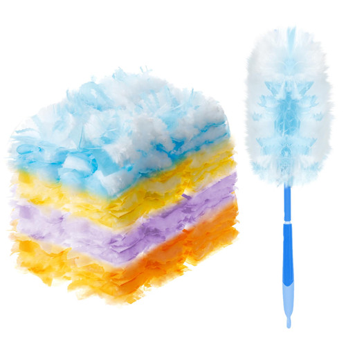 Vesici Duster Refills Bulk Disposable Replacement Thickened Duster Refills Replacement Head for Cleaning Home, Office, Blinds, Ceiling Fans, Furniture and More (Yellow, Blue, Orange, Purple,50 Pcs)