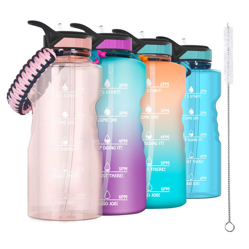 AKASO Half Gallon/64oz Motivational Water Bottle with Straw & Time Marker, Leakproof Tritan BPA Free Water Jug with Measurements to Ensure You Drink Enough Water (Included Straw Brush) AKASO Half Gallon/64oz Motivational Water Bottle with Straw & Time Marker, Leakproof Tritan BPA Free Water Jug with Measurements to Ensure You Drink Enough Water (Included Straw Brush)