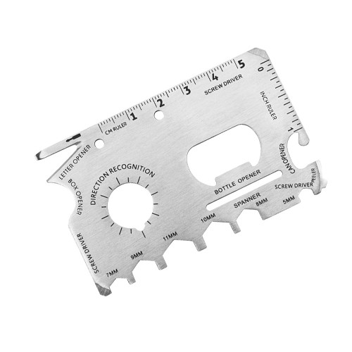 Ucubwfu Outdoor Credit Card Multitool, Stainless Steel Pocket Survival Card Tool, Multi-Functional Gadget Tool, Convenient Wallet Tool Card, Ruler, Screwdriver, Wrench, Bottle Opener