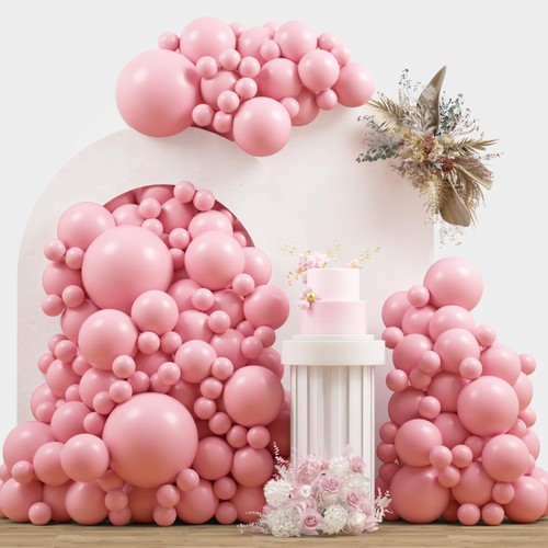 JZCZOEB Light Pink Double Stuffed Balloons Different Size 115Pcs 5/10/12/18" Pink Balloon Arch Garland kit for Birthday Baby Shower Valentine's Day Bridal Shower Gender Reveal Wedding Mouse Party