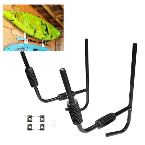 PIRIPARA Kayak Storage Rack Wall Mount 1 Pair Garage Kayak Storage Hanger, Wall Bracket Holder for Kayaks, Canoe, Surfboard, Paddle Board, Max Load 100LBs, Black