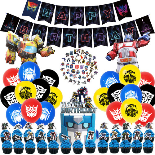 98 Pcs Handsome Robot Birthday Decorations, Theme Party Supplies Includes Happy Birthday Banner, Cake Topper, Cupcake Toppers, Balloons, Foil Balloons, Stickers, Party Decorations for Boys and Girls 98 Pcs Handsome Robot Birthday Decorations, Theme Party Supplies Includes Happy Birthday Banner, Cake Topper, Cupcake Toppers, Balloons, Foil Balloons, Stickers, Party Decorations for Boys and Girls